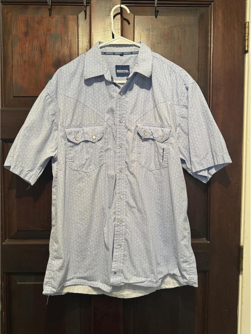 Resistol Men's Pearl Snaps Short Sleeve Button-Up Shirt Size L